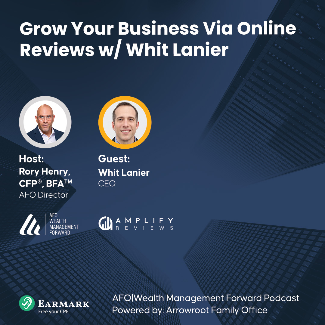In this episode, Rory speaks with Whit Lanier, CEO of Amplify Reviews, about how advisors are leveraging the power of online reviews to grow their practice. Discover Whit's journey from building and selling his medical review tech company and the lessons he learned that have helped him develop the current platform. Uncover best practices for effectively leveraging testimonials and understand how Amplify Reviews is reshaping the way financial advisors utilize client feedback in a way that is compliant with the new SEC marketing rule. Are you curious about enhancing your practice's visibility and credibility through online reviews? Do you want to grasp the best practices for requesting and managing client reviews in a compliant manner? Find out the answers to these questions and more in this insightful episode with Whit Lanier.